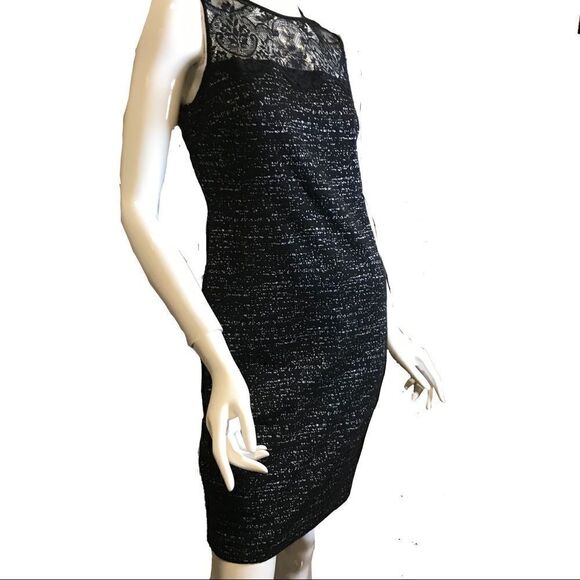 Vince Camuto Lace Marbleized Sleeveless Dress Black Size 4 - Picture 3 of 12